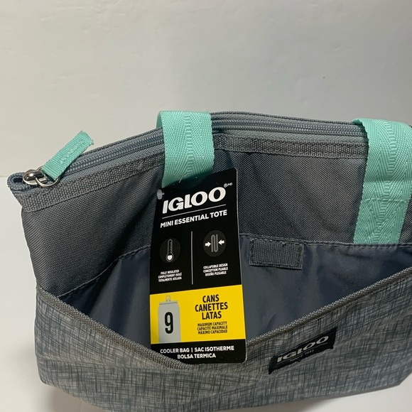 Igloo Insulated Cooler Bag Collapsible 9-Can Capacity Grey NWT - Picture 6 of 11